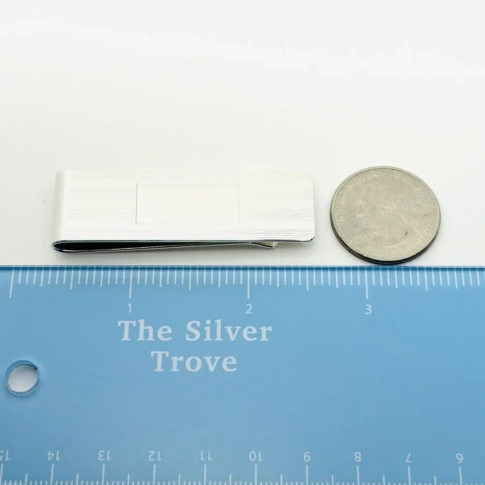 Tiffany & Co Machine Turned Pin Stripe Engravable ID Money Clip in Silver